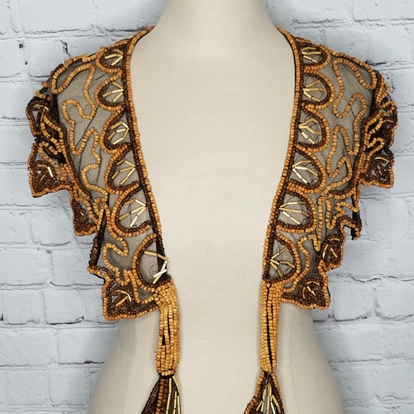 no label Accessories - Western Wear Vintage Beaded Collar Wooden Beads Parade Photos Bohemian